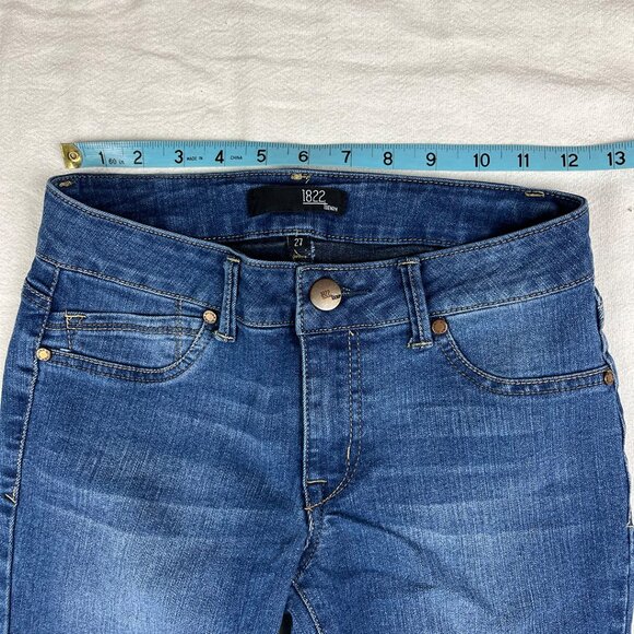 1822 Denim Blue Ankle Jeans Sz 27 Slim Straight Leg Stretch Medium Wash Low Rise - Picture 12 of 14